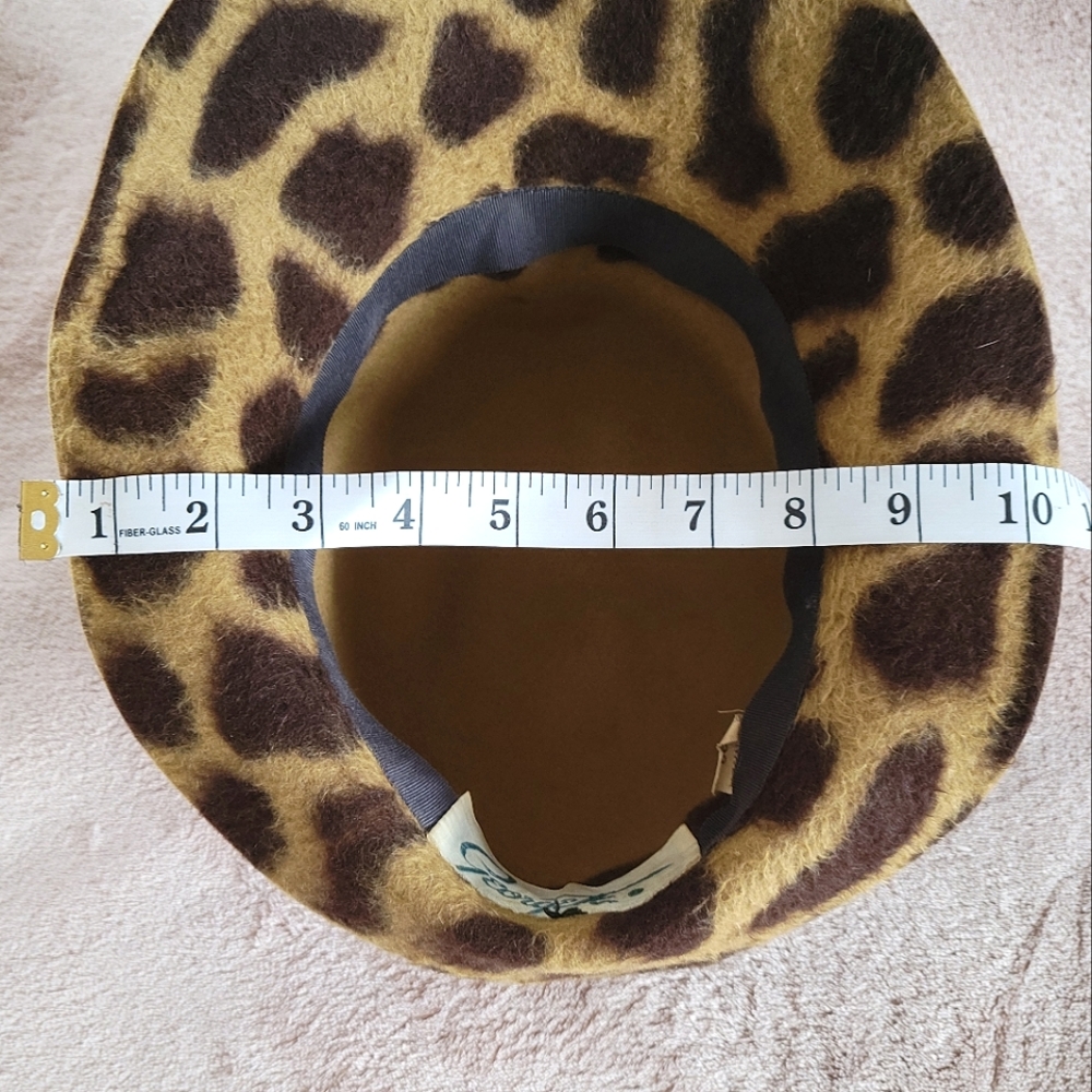 Vintage 1950's Beaver Felt Giraffe Print Hat by Georgette - Picture 11 of 14